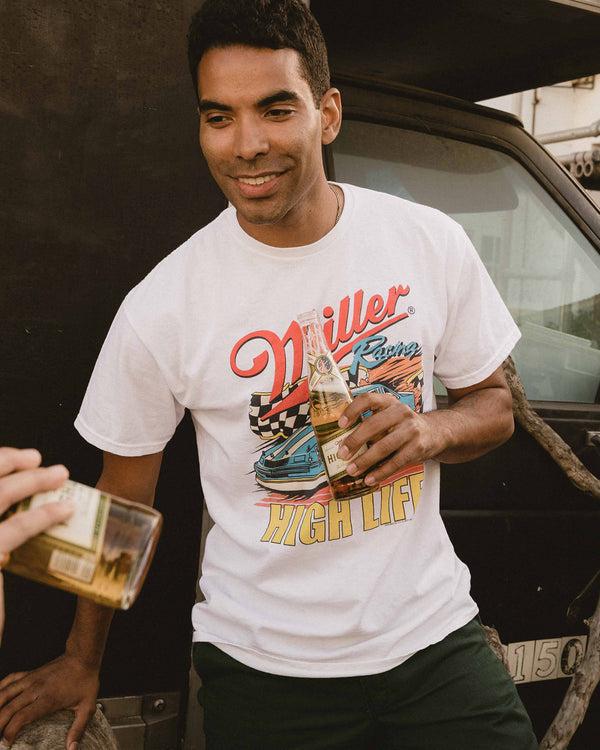 Junk Food Clothing Unisex Miller High Life Racing Flea Market Tee White