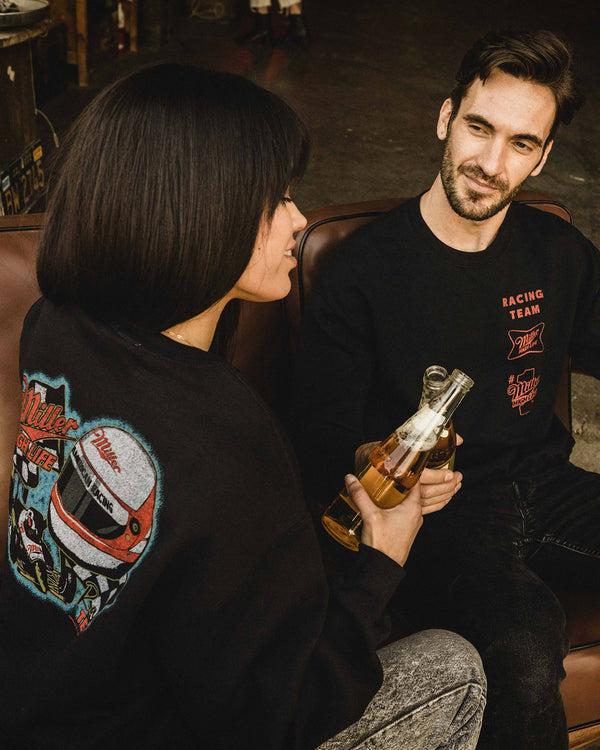 Junk Food Clothing Unisex Miller High Life Racing Pit Flea Market Fleece Black