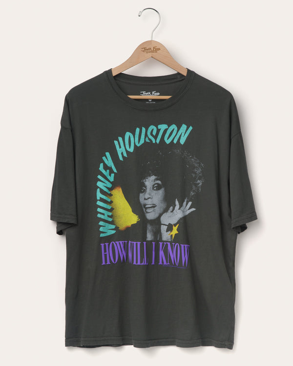 junk food clothing Whitney Houston How Will I Know Oversized Tee Vintage Black