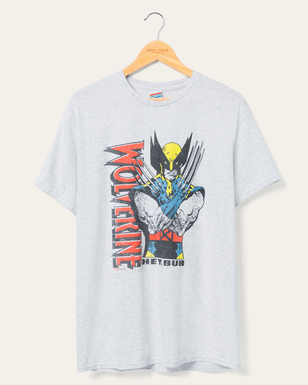 junk food clothing Wolverine Pose Flea Market Tee Heather Grey