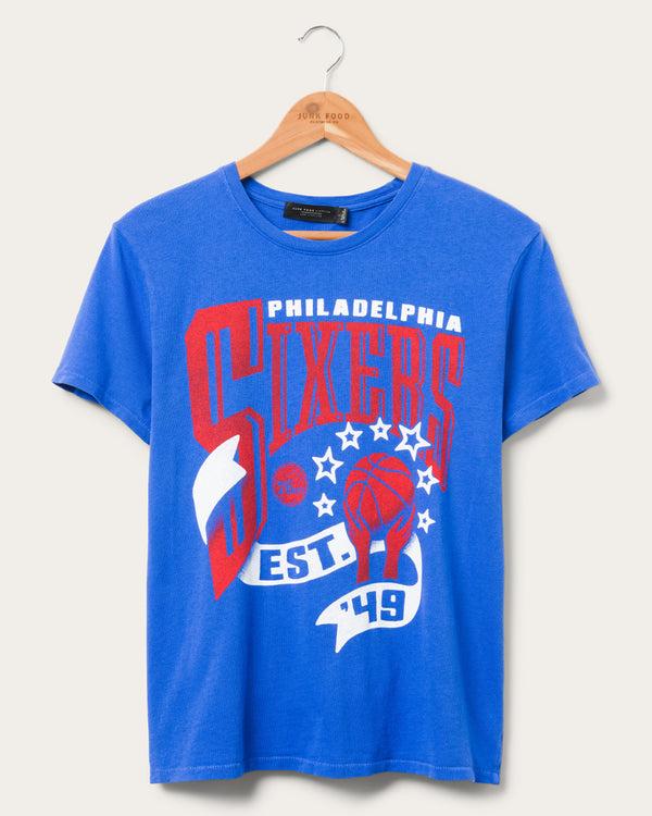junk food clothing Women's 76ers Banner Vintage Tee Liberty