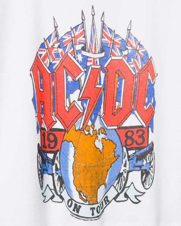 Junk Food Clothing Women's AC/DC 1983 On Tour Baby Tee White