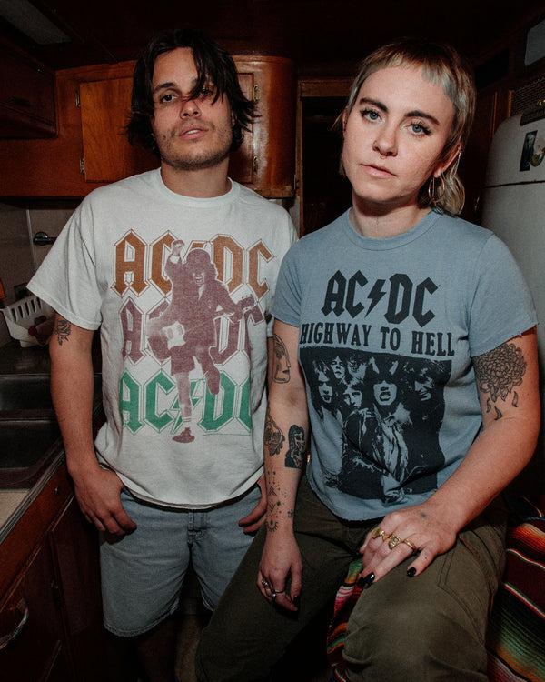 Junk Food Clothing Women's AC/DC Highway To Hell Original Tee Ashley Blue