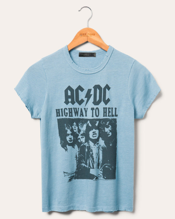 junk food clothing Women's AC/DC Highway To Hell Original Tee Ashley Blue