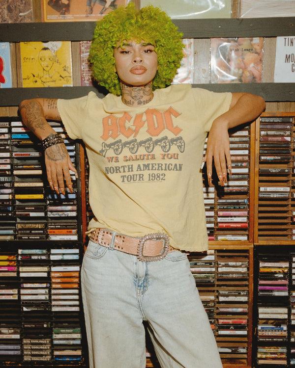 Junk Food Clothing Women's AC/DC North American Tour 1982 Vintage Tee Dusty Citron