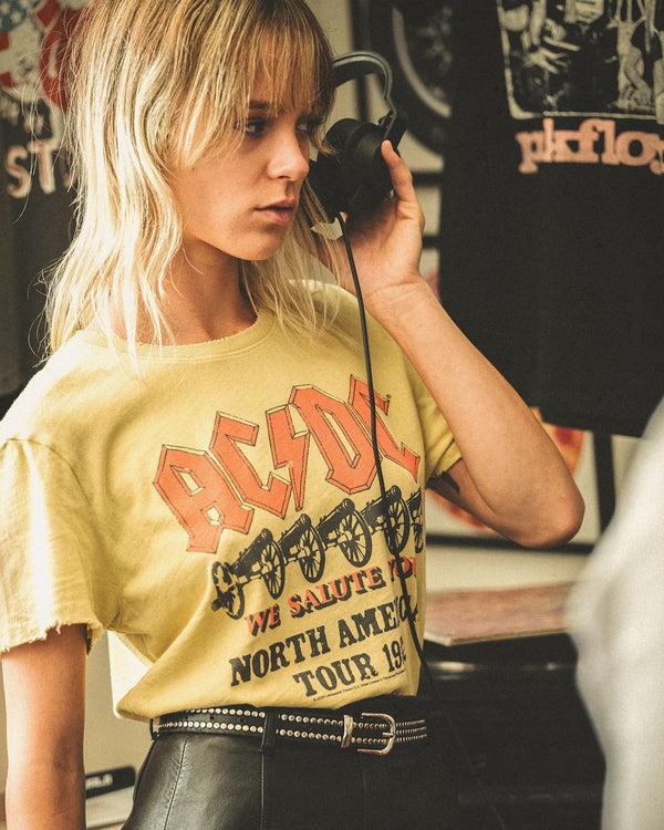 Junk Food Clothing Women's AC/DC North American Tour 1982 Vintage Tee Dusty Citron