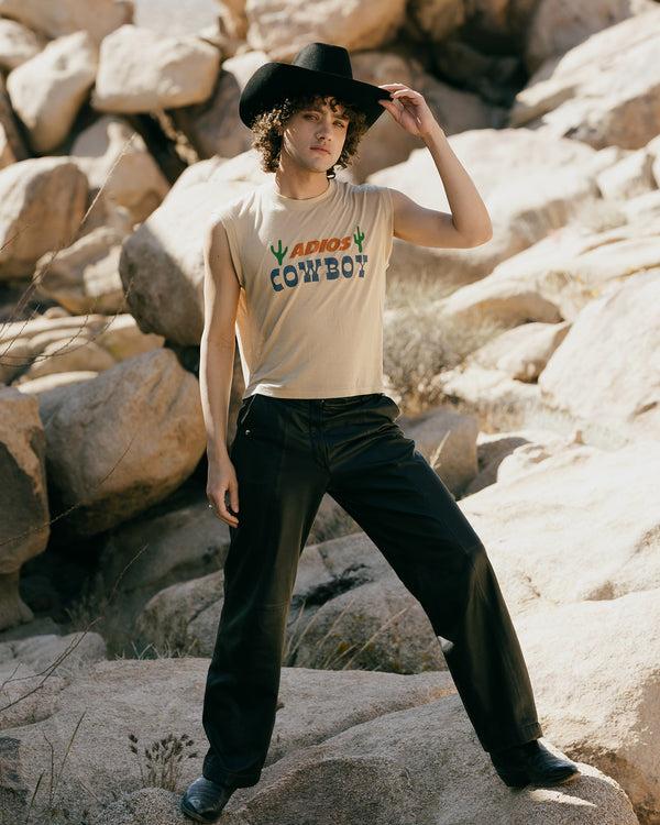 Junk Food Clothing Women's Adios Cowboy Vintage Tissue Tank Camel