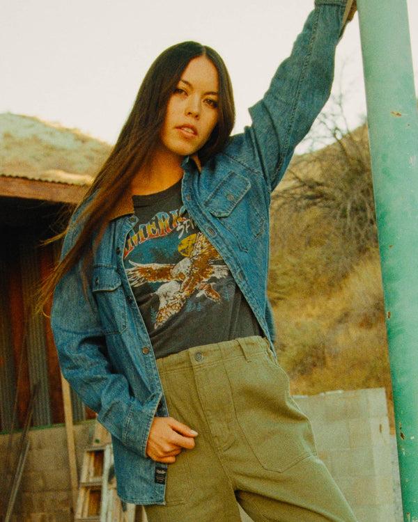 Junk Food Clothing Women's American Spirit Easy Tee Vintage Black