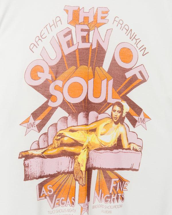 Junk Food Clothing Women's Aretha Franklin Queen Of Soul Vintage Tissue Tee Vintage White
