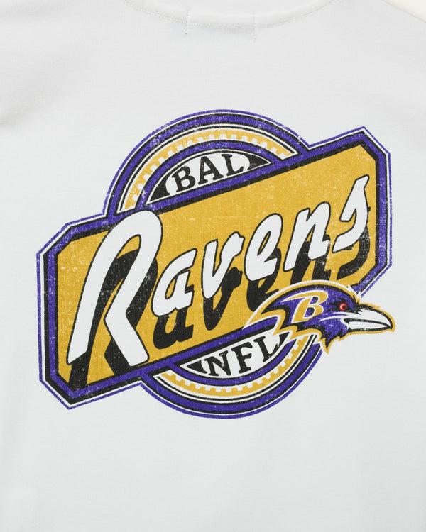 Junk Food Clothing Women's Baltimore Ravens Cheers Baby Tee Vintage White