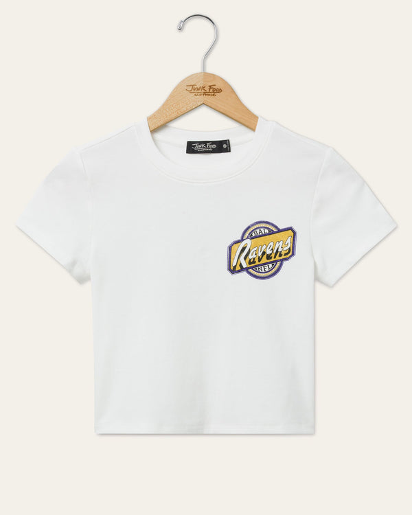 junk food clothing Women's Baltimore Ravens Cheers Baby Tee Vintage White