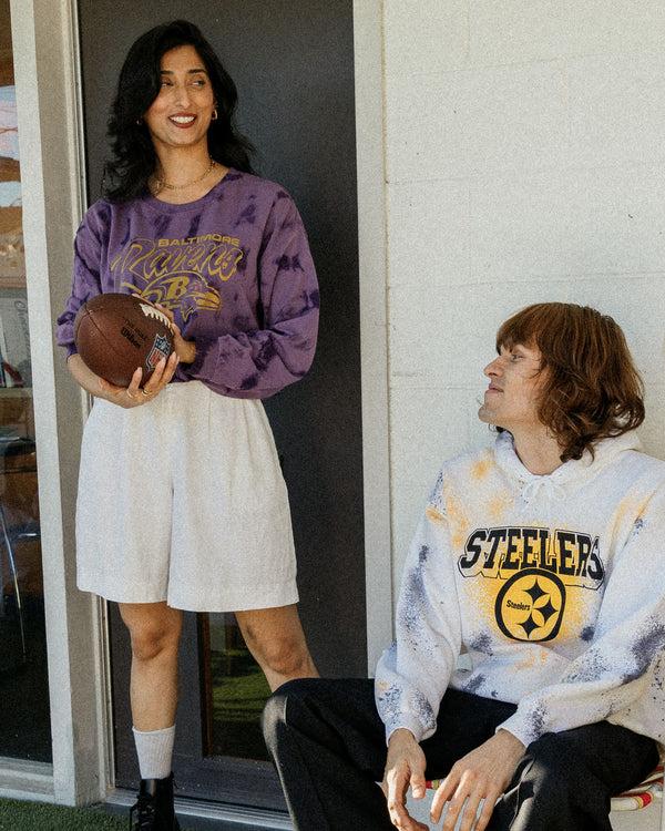 Junk Food Clothing Women's Baltimore Ravens Long Sleeve Loose Knit Crop Purple