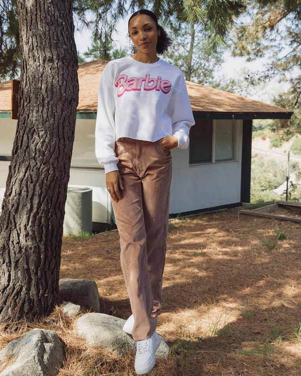 Junk Food Clothing Women's Barbie Cropped Flea Market Fleece White