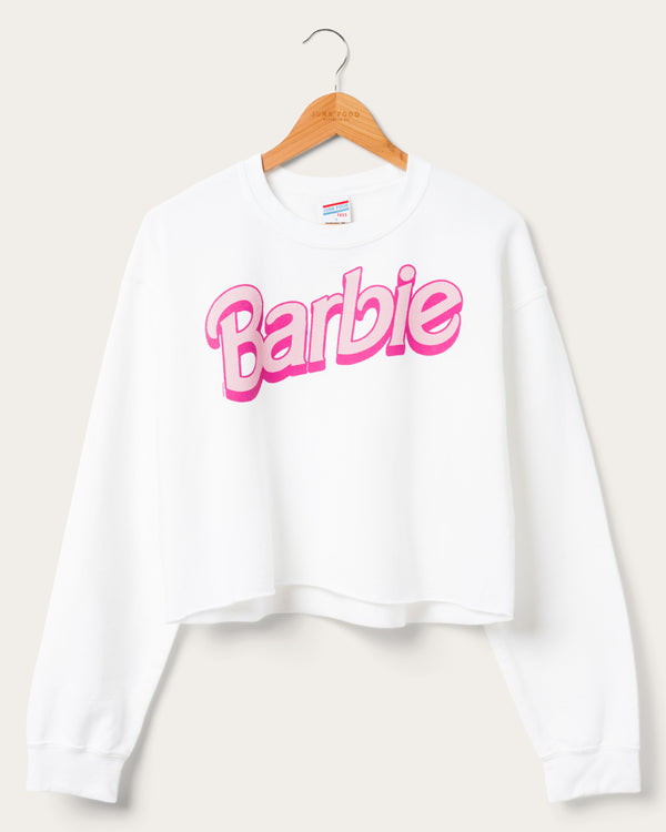 junk food clothing Women's Barbie Cropped Flea Market Fleece White
