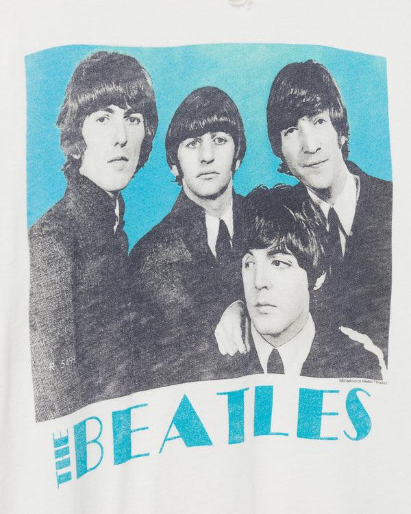Junk Food Clothing Women's Beatles Blue Vintage Destroy Tee Vintage White