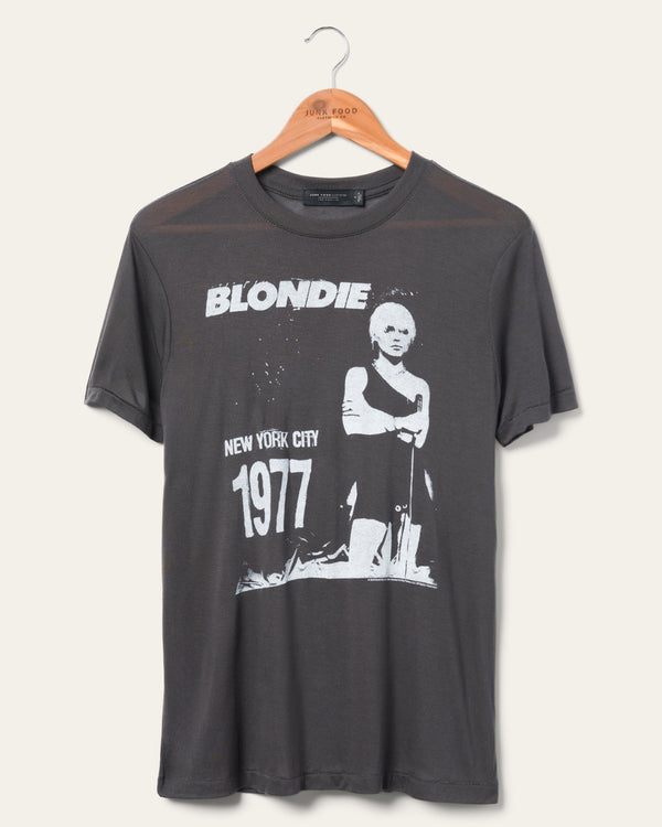 junk food clothing Women's Blondie 1977 Vintage Tissue Tee Vintage Black