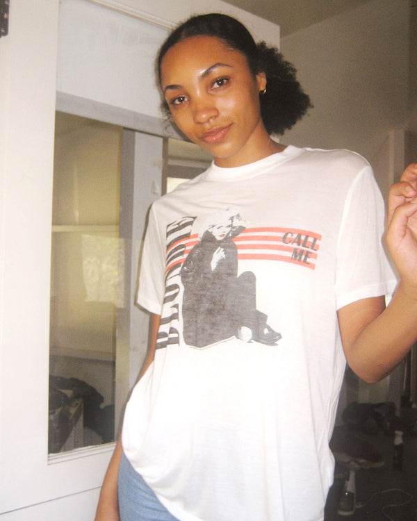 Junk Food Clothing Women's Blondie Call Me Vintage Tissue Tee Vintage White