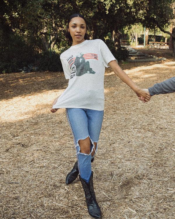 Junk Food Clothing Women's Blondie Call Me Vintage Tissue Tee Vintage White