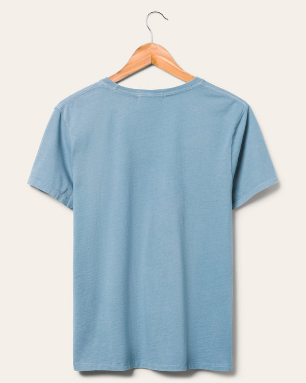 Junk Food Clothing Women's Blondie Pink Lipstick Vintage Tee Ashley Blue