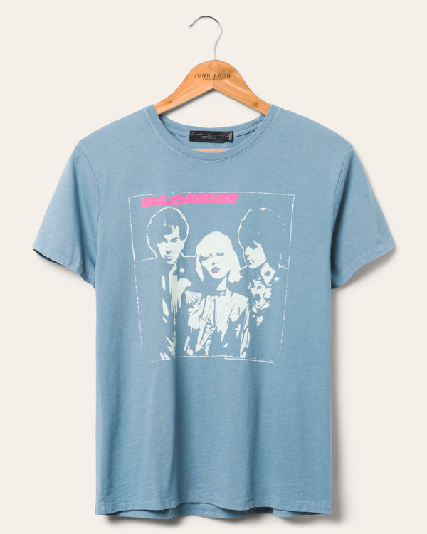 junk food clothing Women's Blondie Pink Lipstick Vintage Tee Ashley Blue