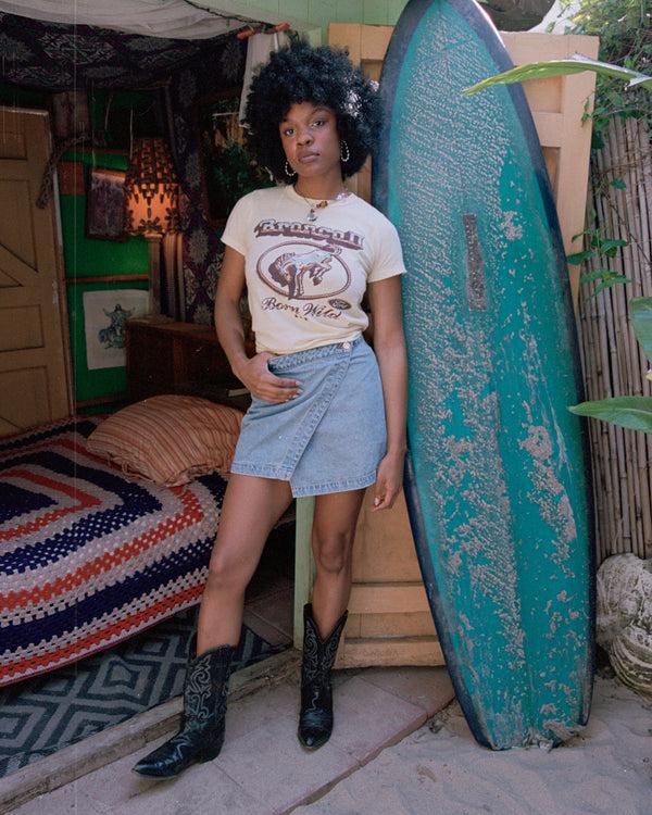 Junk Food Clothing Women's Bronco 2 Born Wild Original Tee Sunlight