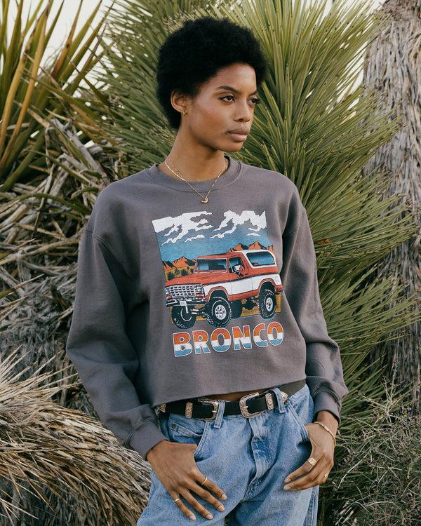 Junk Food Clothing Women's Bronco Cropped Flea Market Fleece Charcoal