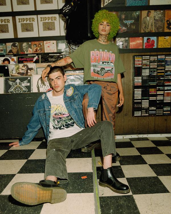 Junk Food Clothing Women's Bronco Off Road Ready Flea Market Crop Tee Military Green