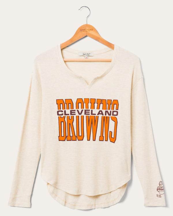 junk food clothing Women's Browns Sunday Thermal OATMEAL