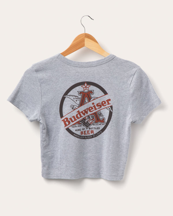 Junk Food Clothing Women's Budweiser Anheuser Busch Baby Tee Heather Grey
