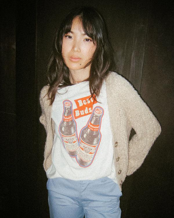 Junk Food Clothing Women's Budweiser Best Buds Vintage Tee Vintage White