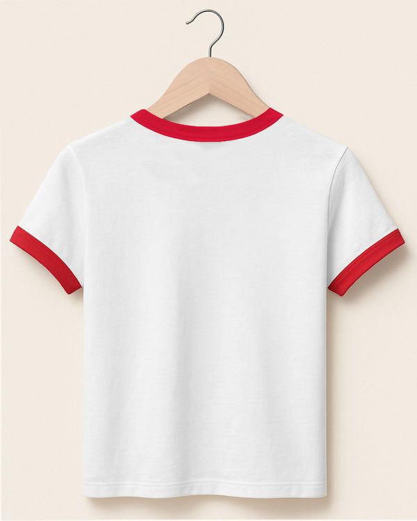 Junk Food Clothing Women's Budweiser Clydesdales Ringer Baby Tee Red/White