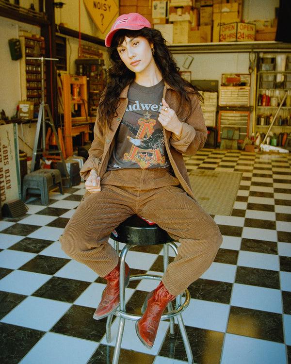 Junk Food Clothing Women's Budweiser Eagle Vintage Tissue Tee Vintage Black