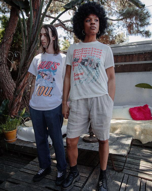 Junk Food Clothing Women's Budweiser Ice Vintage Tissue Tee Vintage White