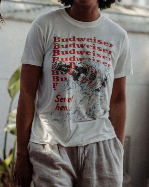 Junk Food Clothing Women's Budweiser Ice Vintage Tissue Tee Vintage White