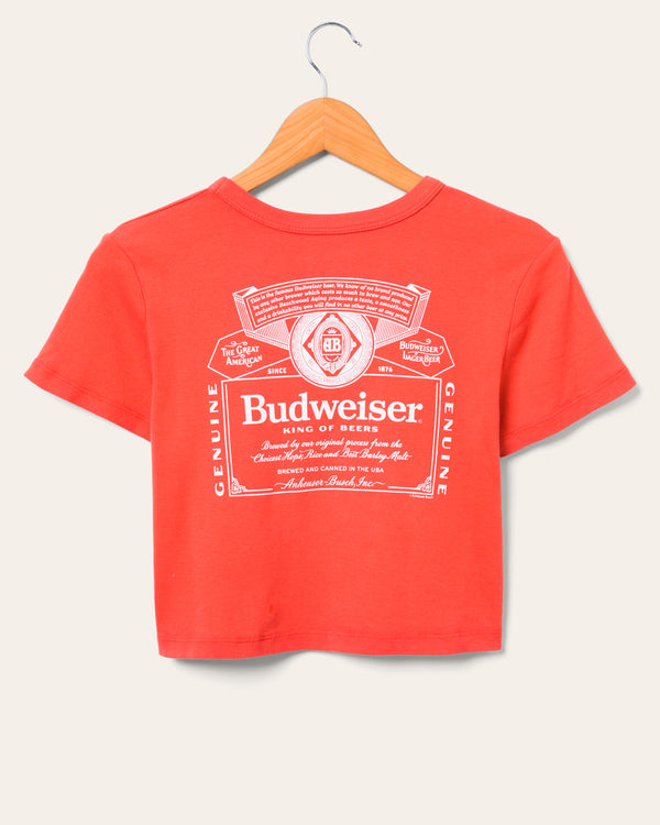Junk Food Clothing Women's Budweiser Label Baby Tee Red