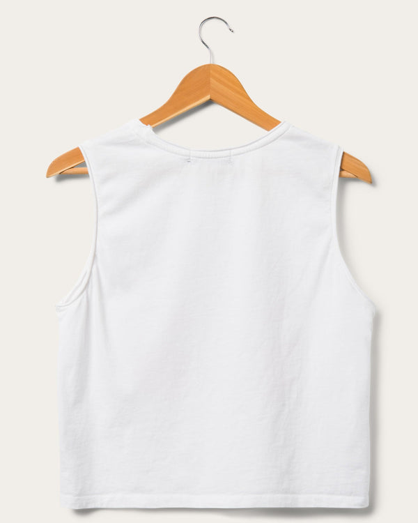 Junk Food Clothing Women's Budweiser Label Cropped Muscle Tank Vintage White