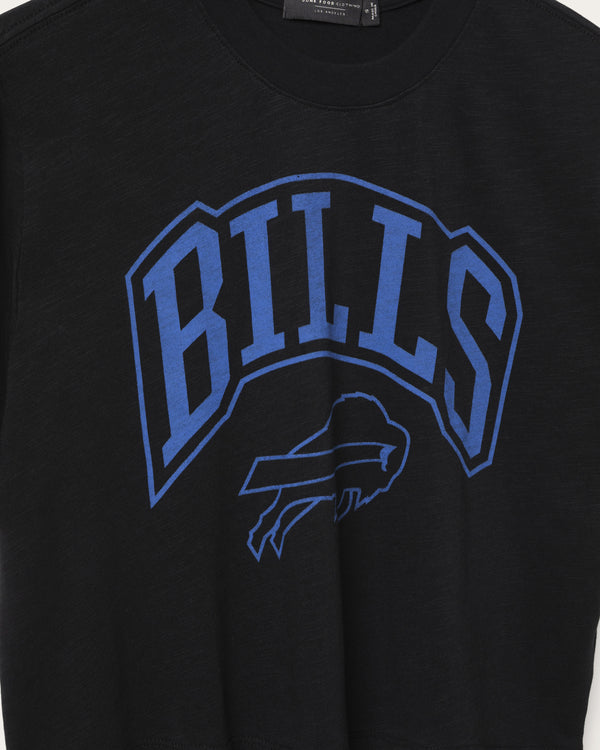 Junk Food Clothing Women's Buffalo Bills Blitz Mock Neck Crop Tee Black