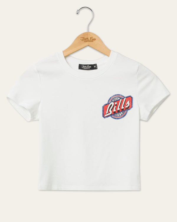 junk food clothing Women's Buffalo Bills Cheers Baby Tee Vintage White