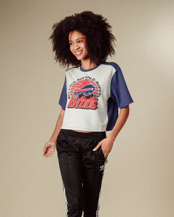 Junk Food Clothing Women's Buffalo Bills Color Block Crop Tee White/Liberty