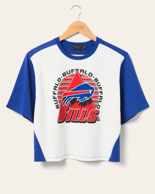 junk food clothing Women's Buffalo Bills Color Block Crop Tee White/Liberty