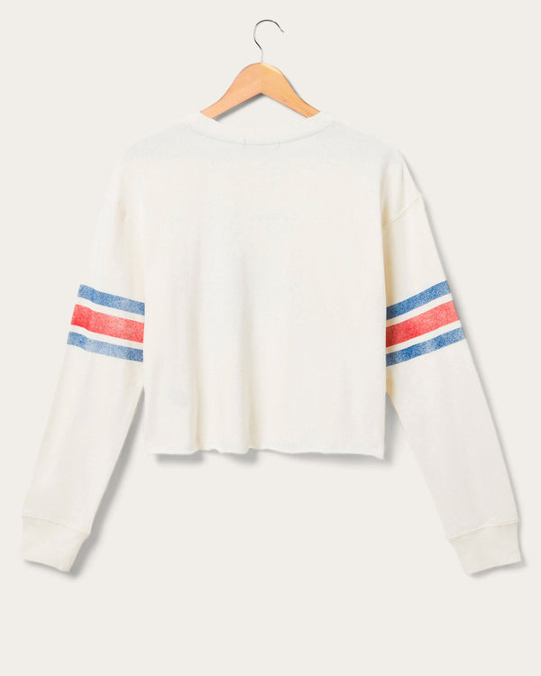 Junk Food Clothing Women's Buffalo Bills Kickoff Crop Crew Fleece Vintage White