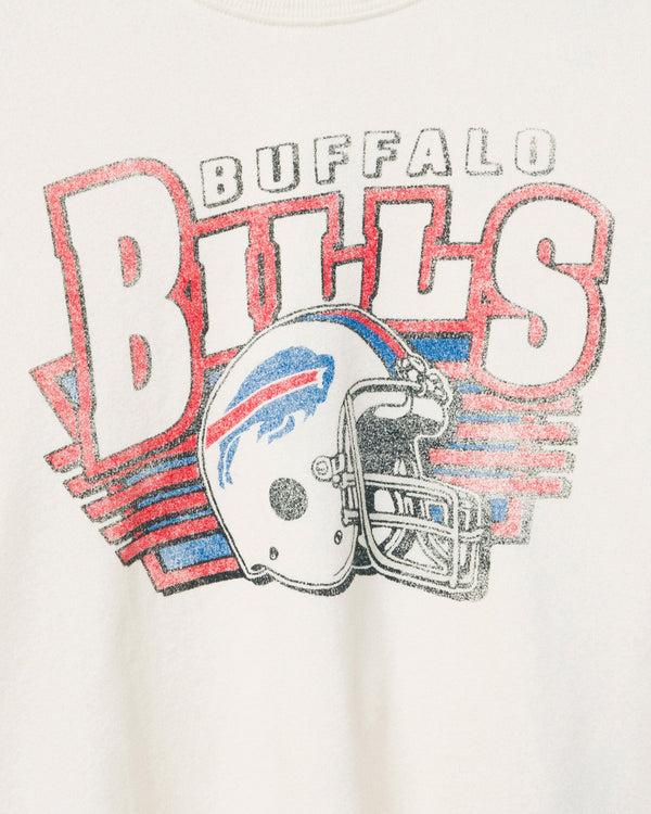 Junk Food Clothing Women's Buffalo Bills Kickoff Crop Crew Fleece Vintage White