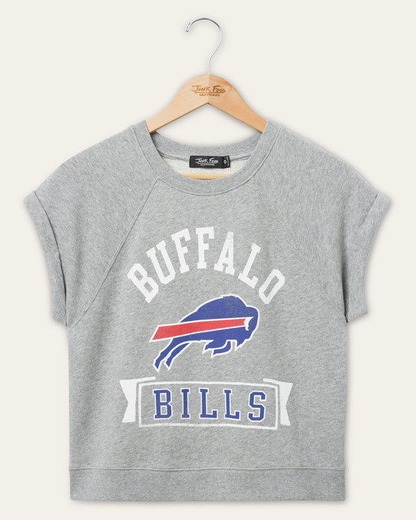 junk food clothing Women's Buffalo Bills Raglan Fleece Tank Heather Grey