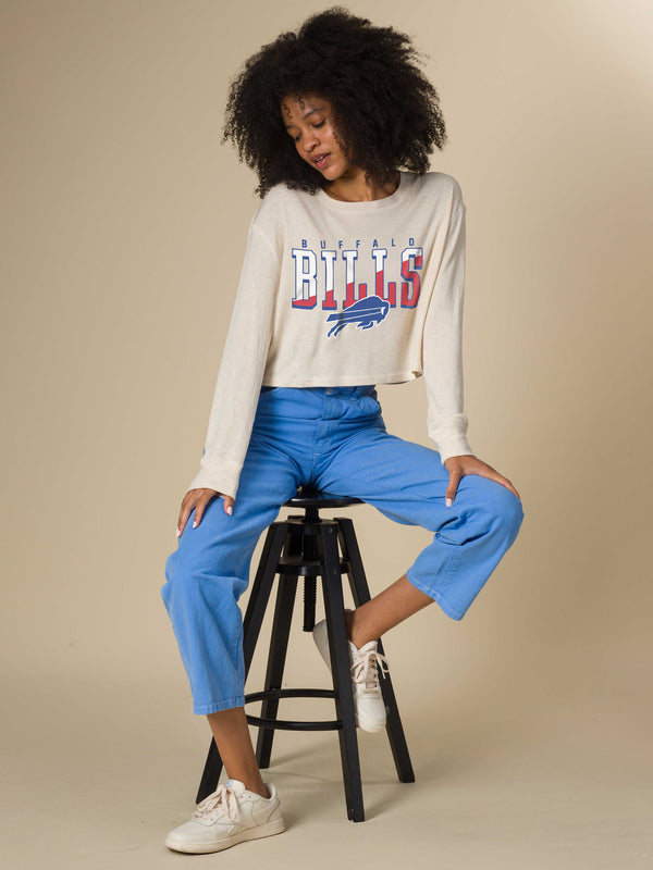Junk Food Clothing Women's Buffalo Bills Slant Crop Thermal Oatmeal