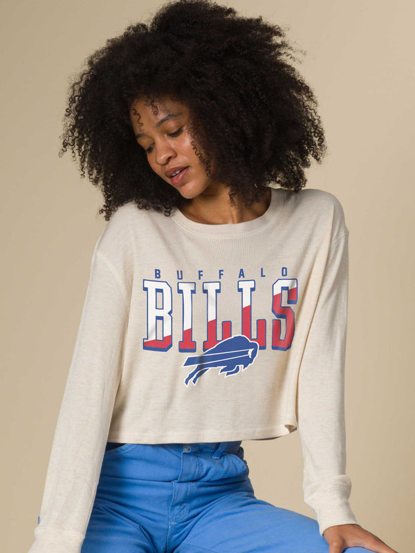 Junk Food Clothing Women's Buffalo Bills Slant Crop Thermal Oatmeal
