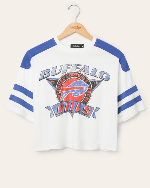 junk food clothing Women's Buffalo Bills Striped Crop Tee
