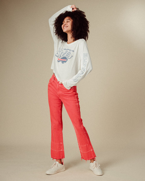 Junk Food Clothing Women's Buffalo Bills Touchdown Long Sleeve Crop Tee White