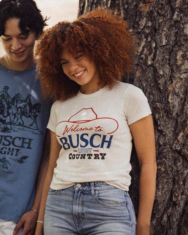 Junk Food Clothing Women's Busch Light Country Original Tee Vintage White