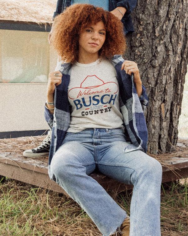 Junk Food Clothing Women's Busch Light Country Original Tee Vintage White