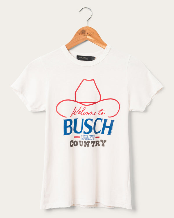 junk food clothing Women's Busch Light Country Original Tee Vintage White